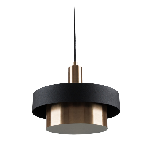 Colgante retro E27 negro con oro mate de 30cm de diámetro